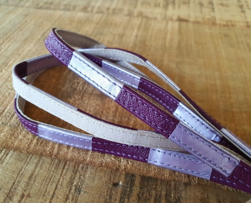 leather strip with suede lining stitched for footwear