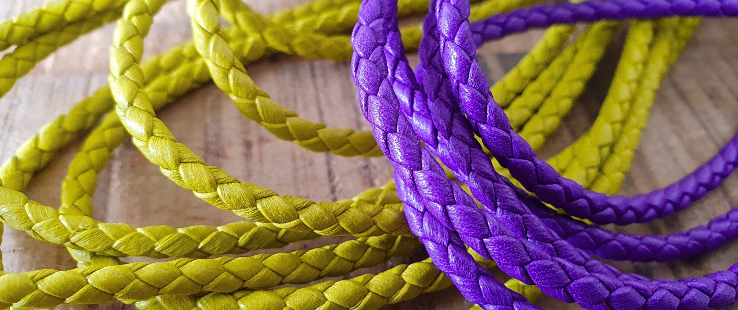 Round braided leather laces for accessories