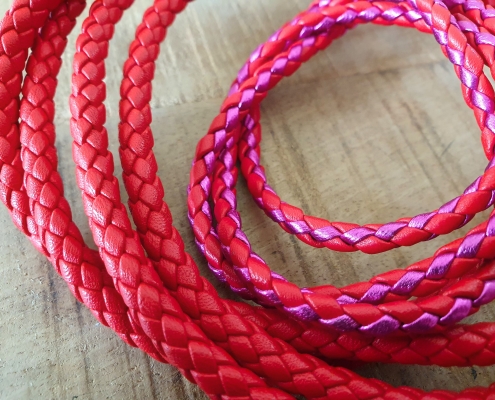 Round braided lace for leather goods