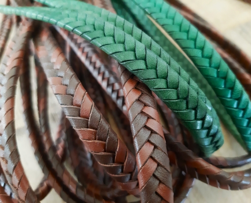 flat leather braids with herringbone pattern flat leather braids with herringbone pattern